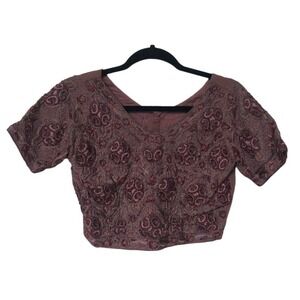 Vintage Purple Beaded Crop Top Traditional Y2K Fairy Whimsigoth